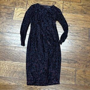 Maggy London velvet‎ burnout burgundy dress